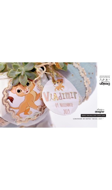Lumanare botez pentru baieti cu  leutul Simba, regele leu, The  Little King 10